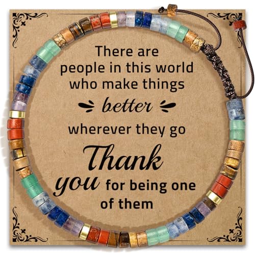 Thank You Gifts for Women: Teacher Appreciation Office Gifts for Coworkers Employee Boss Lady Manager Colleague Natural Stone Bracelet - color: Rainbow-BETTER
