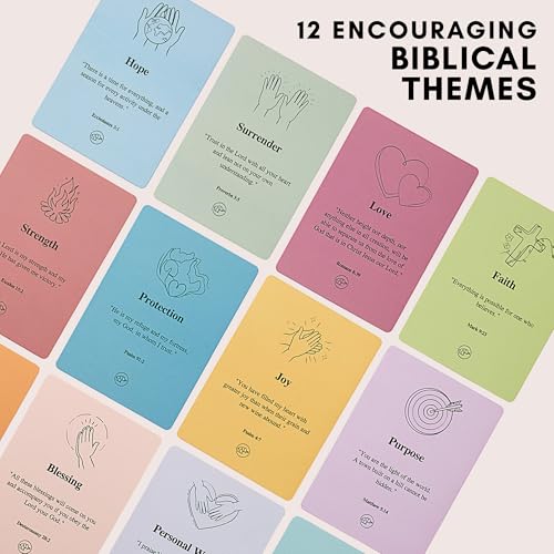 Scripture Cards with Bible Verses - 50 Daily Biblical Affirmation & Spiritual Prayer Cards - Religious & Christian Faith-Based Gifts for Women - Comes with Metal Box & Wooden Stand - color: Biblical Affirmations For Women