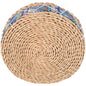 Ciieeo Meditation Floor Cushion Round Woven Straw Seat Mat 30cm Diameter 7cm Height Blue Husk Braided Cushion for Living Room Tatami Balcony Sitting