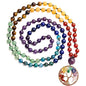 Bivei 108 Mala Beads Necklace Life Tree 7 Chakra Wrap Bracelet Real Healing Gemstone Yoga Meditation Hand Knotted Mala Prayer Bead Necklace - color: 7 Chakras Stone, size: 6mm