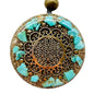 Orgone Necklace, Protection, Symbol Flower of Life, Sacred Geometry, Stone Turquoise, Gems Rose Quartz- SBB Coil, Reiki, Yoga, Healing Crystals, Orgonite Pendant Handmade, Arte Orgones