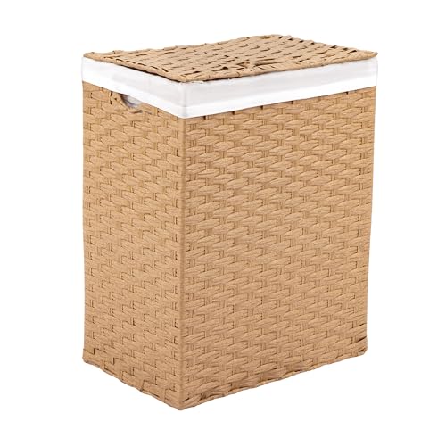 Seville Classics Premium Handwoven Portable Laundry Bin Basket with Carrying Handles, Household Storage for Clothes, Linens, Sheets, Tan, Rectangular Hamper - color: Tan, size: Rectangular Hamper (1-Pack)