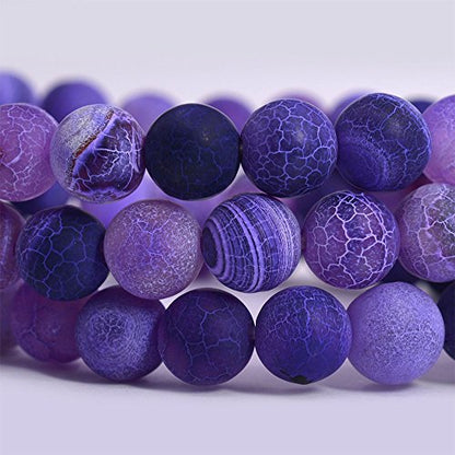 Justinstones Gem Semi Precious Gemstone 8mm Round Beads Stretch Bracelet 7 Inch Unisex - color: Purple Weathered Agate