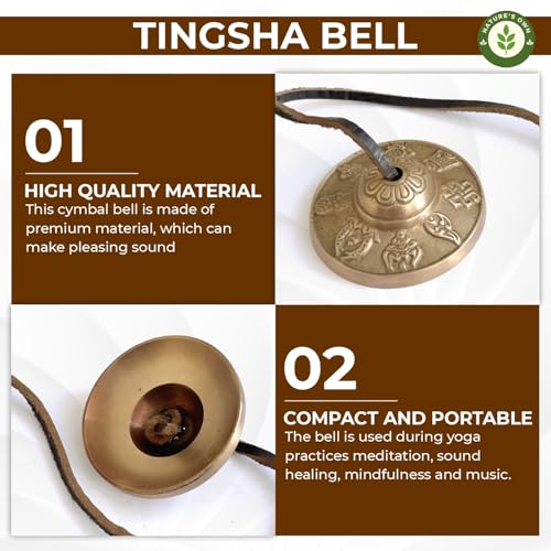 Tibetan Tingsha Bells Cymbals Meditation Chime Bells, 6.3 cm Percussion Instrument, with Cloth Bag, Embossed 8 Lucky Symbols, Ideal for Yoga, Mindfulness, Spiritual Healing, and Sound Therapy - color: 8 Lucky Symbols