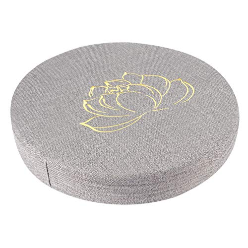 Meditation Cushion, Yoga Mat with Detachable Washable Cover, Soft Handheld Design for Zen Tea Ceremony Floor Window (40 cm in Diameter and 6 cm in Thickness) - color: Grey Embroidered Lotus Pattern