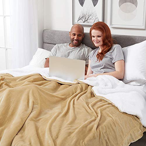 Sherpa Throw Blanket Super Soft Reversible Ultra Luxurious Plush Blanket, 60 x 80 inches, Camel/White - color: Camel / White, size: Twin (60" x 80")