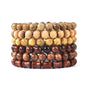 Wooden Beaded Bracelet Multi-Layered Stretch Bracelet for Men and Women Elastic Bracelet 6pcs - color: A-04