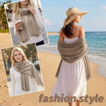 Pashmina shawls and wraps for Evening Dresses Scarf for Women Winter Shawl Wraps for Women Weedings - color: Beige