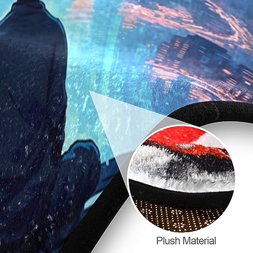 Premium 3ft Round Area Rug Meditating Figure Design Rug Soft Non-Slip Ideal for Kitchen Living Room Bedroom Washable & Durable
