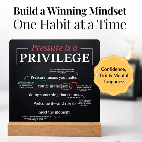Athlete Motivation Cards – 52 Athlete Mindset Cards for Confidence, Mental Toughness & Discipline – Daily Motivation for Athletes & Coaches – Includes Wooden Display Stand - style: Athlete Mindset