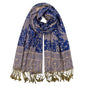 Ciormis Two Tone Silky Paisley Pashmina Shawl Scarf,Soft Women's Rave Jacquard Pashminas Wrap Scarves - color: Style1 -Royal Blue Paisley