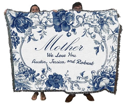 Pure Country Weavers Floral Mother Blanket - Personalized - Custom Gift Tapestry Throw Woven from Cotton - Made in The USA (72x54) - color: Floral Mother Blanket