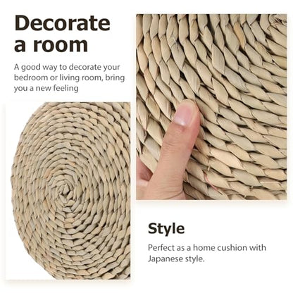 BESPORTBLE Hand-Woven Straw Yoga Meditating Cushion 30x30cm Cotton Filled Tatami Floor Pad for Home Meditation and Yoga Practice