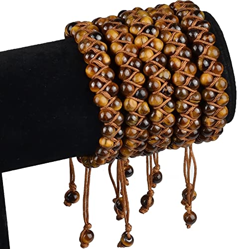 MASSIVE BEADS Double Layer Natural Chakra Healing Power Crystals Macrame Bracelet Yoga Stone Beads Gemstone Meditation Relax Anxiety Bangle for Unisex Women Men
