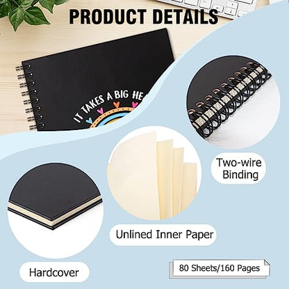 It Takes A Big Heart Hardcover 160 Pages Spiral Notebooks 6x8 Inches for Writing and Drawing, Funny Rainbow Black Journal Or Diary Gift For Teacher, Childminder and Teaching Assistant