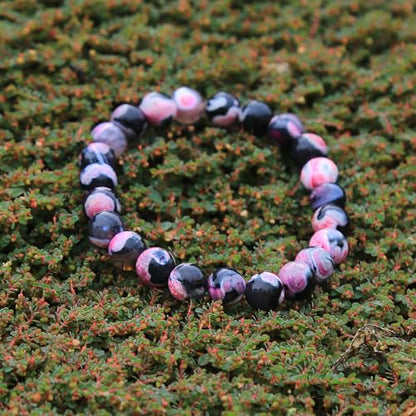 Handmade Natural Imperial Jasper Gem Semi Precious Gemstone 8mm Round Beads Stretch Bracelet 7" Unisex - color: Rose