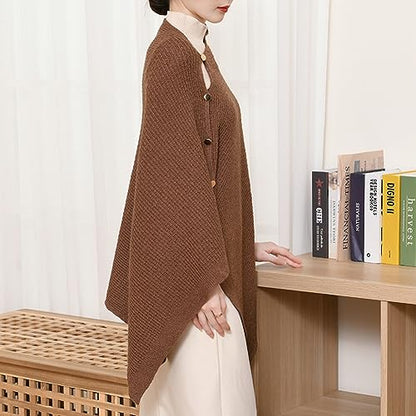 Shawl Wraps Women Fashion Knitted Shawls and Wraps Cardigan Cape Crochet Winter Shoulder Top Sweater Shawl Scarf - color: A Dark Coffee