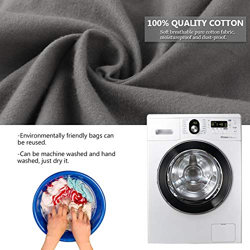 PlasMaller Dust Cover Storage Bags Purified 100% Cotton Flannel with Drawstring Pouch For Handbags Purses Pocketbooks Shoes Boots Set of 3 (Grey) - color: Grey
