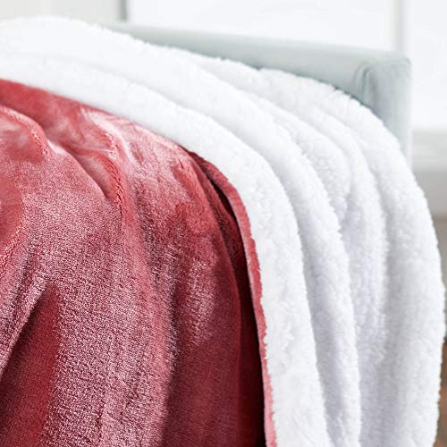 Sherpa Throw Blanket Super Soft Reversible Ultra Luxurious Plush Blanket, 50 x 60 inches, Light Mahogany/White - color: Light Mahogany / White, size: Throw (50" x 60")