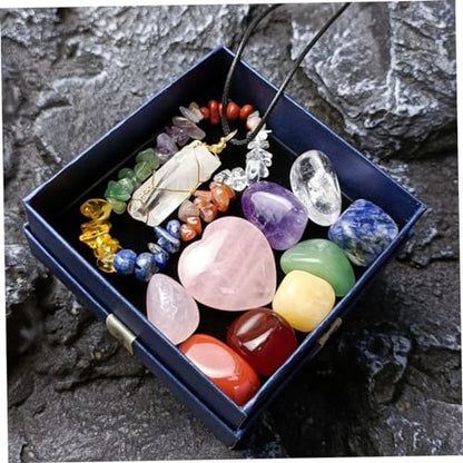 Decorative Healing Stones Set Portable Crystal Massage Stones for Chakra Balancing Stress Relief and Meditation Gift Box Included for Mindfulness and Relaxation