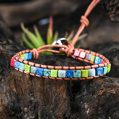 YGLINE Amazonite Handmade Wrap Bracelet Tree of Life Natural Stone Bracelet