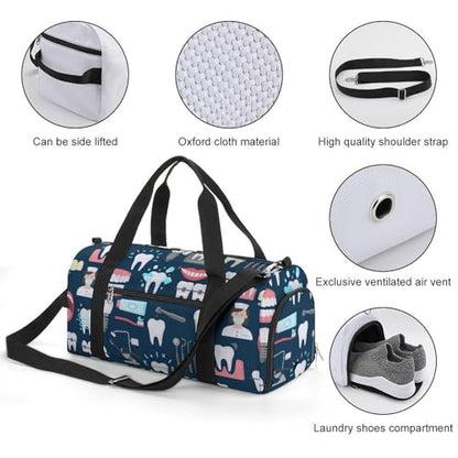 Teeth Dental Seamless Pattern Large Capacity Portable Fitness Bag, Easy to Carry - color: Teeth Dental Seamless Pattern