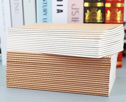 24 Pack Kraft Notebook Journals for Travelers, Students and Office, Writing Diary Subject Notebooks Planner with Thick Paper, 60 Pages, 30 Sheets, 8.3x5.5 inch, A5 Size, Travel Journal Set.(Blank)