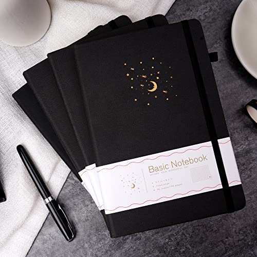 CAGIE 4 Pack Lined Journal Notebooks for Work, Hardcover Notebook Journal with Pen Loop, A5 Leather Notebook Journal Cover, Medium 5.7" x 8.3", (Black Ruled) - color: 4 Pack Black
