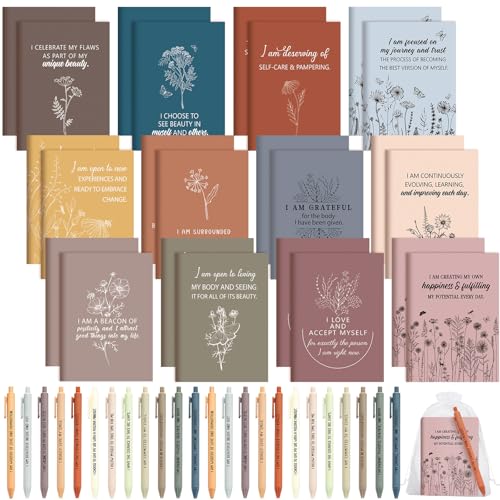 96 Pcs Positive Affirmation Gift Set Gratitude Notebooks with Pens Small Bags Motivational Encouragement Notepads Daily Affirmations Journal for Women Stress Relief Self Care (Fresh) - style: Fresh