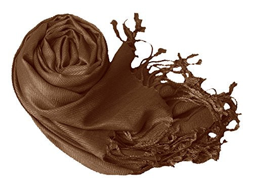 Peach Couture Women’s Pashmina Shawl Wrap – Warm Long Large Scarf for Evening Dress, Bridesmaid, Wedding & Bridal Wear - color: Chocolate Brown