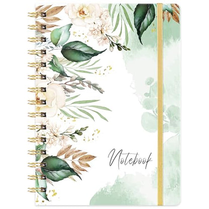 Ruled Notebook/Journal - Journal for Wemon, 8.5" X 6.4", College Ruled Spiral Notebook/Journal, Banded with Waterproof Hardcover, Exquisite Inner Pocket for School, Office & Home - color: green white