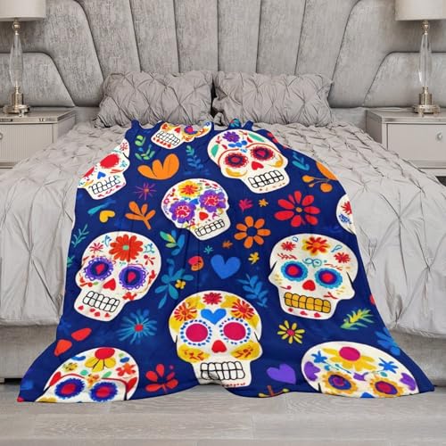 Fashion Bed Sofa Couch Cover, Unisex Blanket, Day Dead Cool Mexican Sugar Skull Lightweight Flannel Blanket - color: Color78, size: 30"x40"