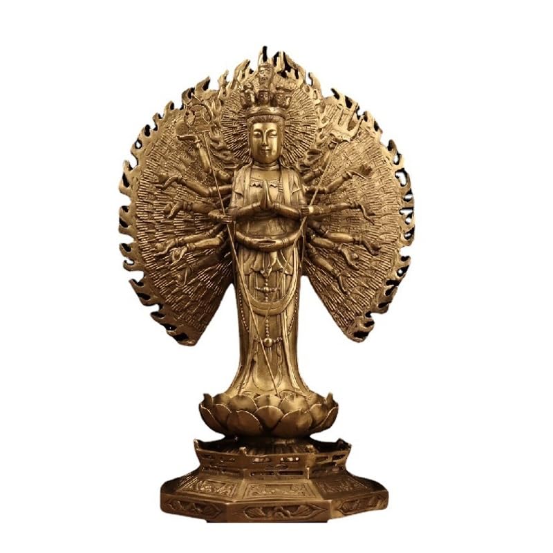 Sculpture Meditating Statue Guanyin Ornament Crafts Brass Decor Statue Zen Decor Bodhisattva Meditation Room Decor Figurine Sitting