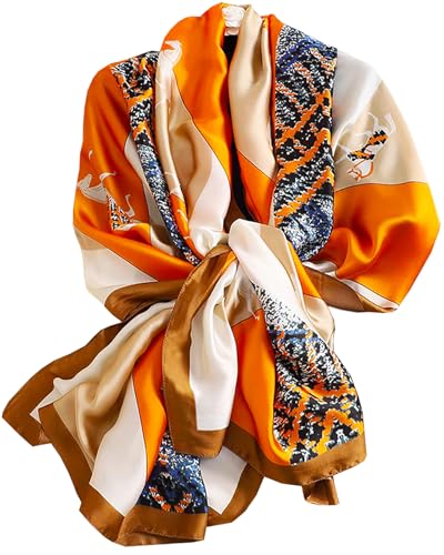Dress Scarves Shawl Wraps Long Silky Scarf for Women Dressy Fashion Lightweight for Decorative Formal Evening Gowns - color: 1004-orange Steed