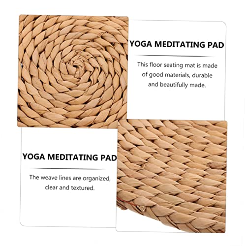 PRETYZOOM Thickened Woven Yoga Meditation Cushion Pad for Outdoor Picnics Natural Straw Floor Mat Comfortable Seating for Home and Garden Use Thick
