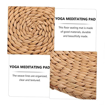 PRETYZOOM Thickened Woven Yoga Meditation Cushion Pad for Outdoor Picnics Natural Straw Floor Mat Comfortable Seating for Home and Garden Use Thick