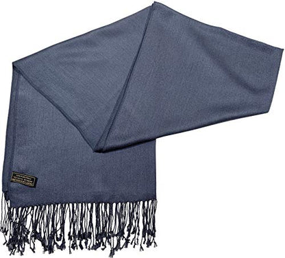CJ Apparel Solid Color Tassels Design Nepalese Shawl Scarf Wrap Stole Throw Head Wrap Pashmina Gift Hand Made in Nepal New - color: Smokey Grey