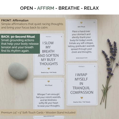 Mindful Affirmation Cards for Calm and Emotional Balance – 31 Calming & Positive Affirmation Cards with Breathing Rituals – Self Care Gifts for Women, Relaxing Items, Thinking of You Gifts for Friends - style: Mindful Affirmation Cards