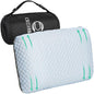 Crisonky Travel and Camping Pillow- Compressible Medium Firm Memory Foam Pillow with Carry Bag for Backpacking & Airplane, Lumbar Support. Breathable Cooling Fabric, Washable Pillowcase (Wathet Blue) - color: Wathet Blue