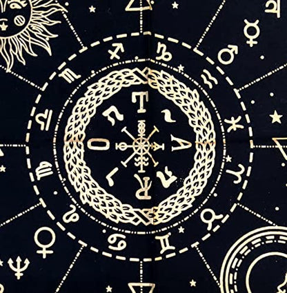 INDACORIFY Celestial Constellation Altar Table Top Cloth with Fringes Alter Tarot Witchcraft Witchery Spread Spiritual Cloth 18x18 in (Golden Celestial Constellation) - color: Golden Celestial Constellation
