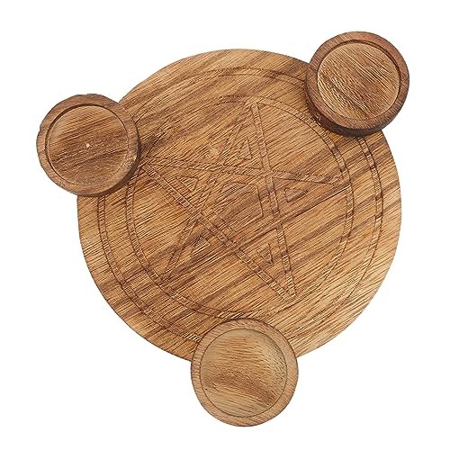 1pc Pentagram Wooden Candlestick Holder for Altar Plate Decorative Ritual Ornament Rustic Home Decor for Ceremonies and Celebrations