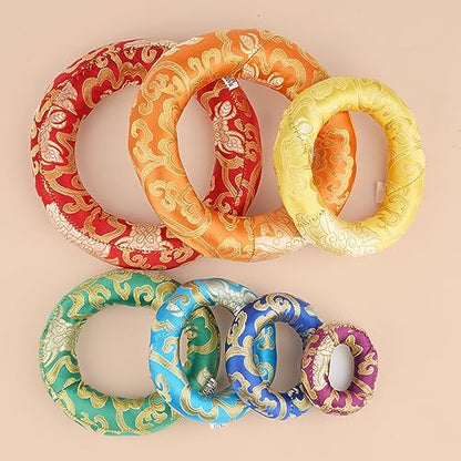 Tibetan Singing Bowl Accessories Silk Ring Cushions Handmade in Nepal Round Cushion for Sound Bowls Meditation Accessories