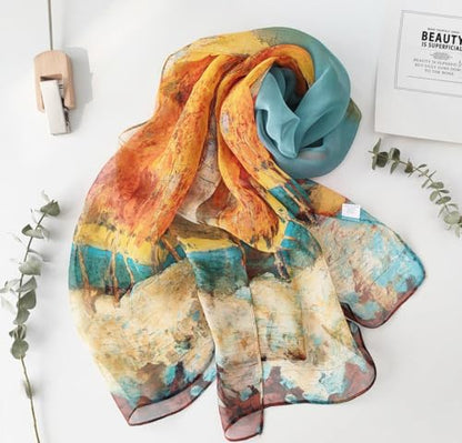Pokeedioty Scarfs for Women Lightweight Fashion Scarves Elegant Floral Pattern Sheer Scarfs Sunscreen Shawls Wraps - color: P 0140