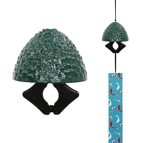 Japanese Wind Chime Cast-Iron Outdoor Ornament for Garden, Patio & Balcony, Hanging Metal Wind-Bell Decoration Gift, Blessing Pendant Windchimes & PVC Wind-Catcher, Big Pine Cone