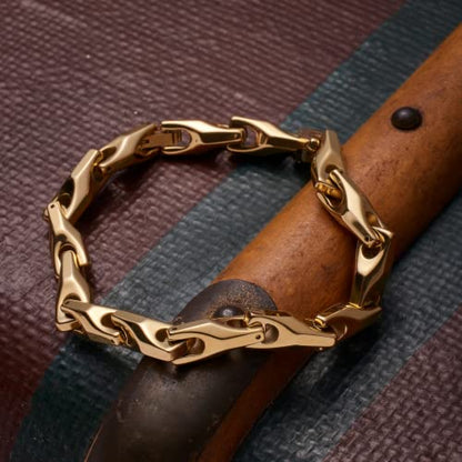 Urban Jewelry Men’s Wheat Link Bracelet Collection – Tungsten Carbide Base, 3-Sided Links, 8.3 Inch, Black, Silver & 24K Gold Plated Variations, Scratch-Resistant, Gift Box - color: 18K Gold Plated over Tungsten Bracelet 18K Gold pTungsten Bracelet