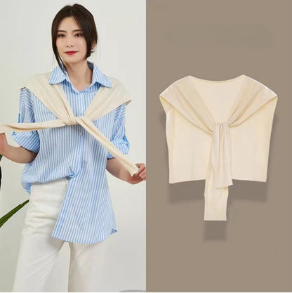 WaJuemy Sweater Shawl Wraps for Women Sweater Knitted Knotted Shawls Travel Casual Scarf Cape Shoulder Tops Fashion Wrap - color: Beige