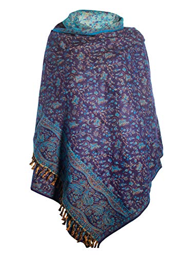 BLUE FLORAL BLANKET SCARF LUXURY PREMIUM QUALITY HANDMADE FASHION SCAR MADE OF YAK WOOL Shawl Blanket stole unisex Travel Wrap Meditation Soft gift for her