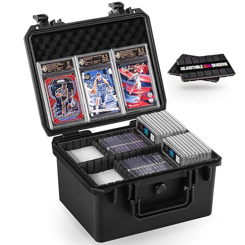 Card Case Sports Graded Trading Card Storage Box for PSA BCW MTG Tmnt TCG Zion Magnetic Card, Waterproof Hard Carrying Case Card Protective Organizer for Rigid Card Sleeve Collector - color: 6 Adj-Zones/ Fits H≤5.6" Card&Sleeve