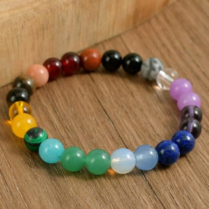 Natural Stone Beaded Bracelets for Women Men - 8MM Semi-Precious Stones Bracelets Adjustable Crystal Beads Stretch Bracelet