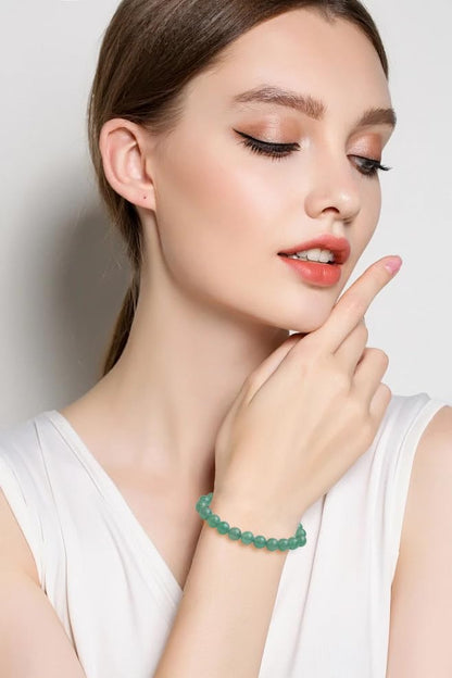 BONNY BOXX Braided Genuine Bracelet, Elegant Handcrafted Natural Gemstone Crystal Bracelet Healing Power Energy Inspirational Gifts with Card for Unisex - color: Green Aventurine, size: 8MM
